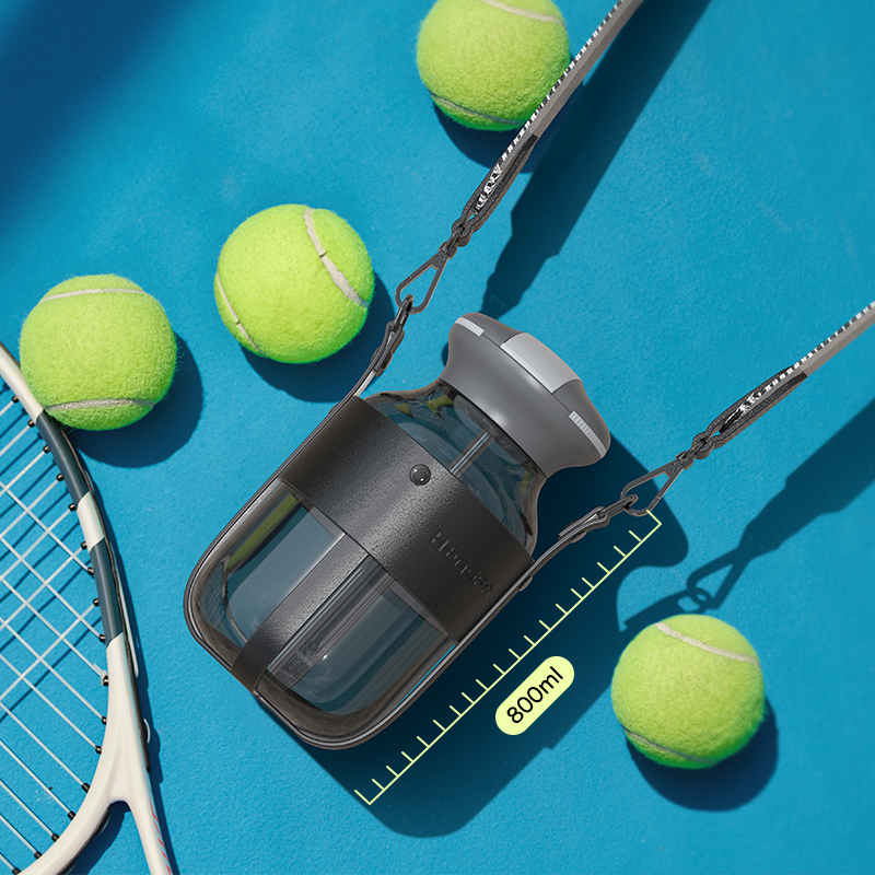 红帕罐罐杯大容量水杯tritan塑料杯便携杯带运动补水耐摔水杯送皮背带