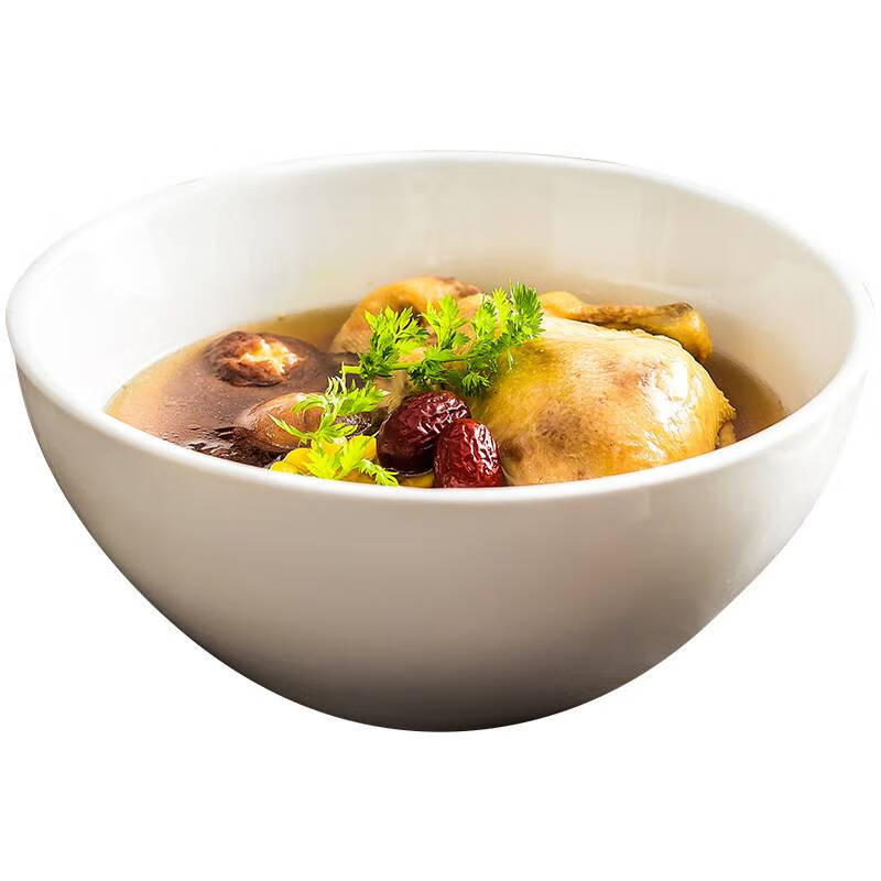 楚如超大盆碗蛋型白瓷汤碗炖鸡装汤陶瓷沙拉水煮酸菜鱼拉面凉菜碗 8.3英寸厚唇沙拉碗_1300ml