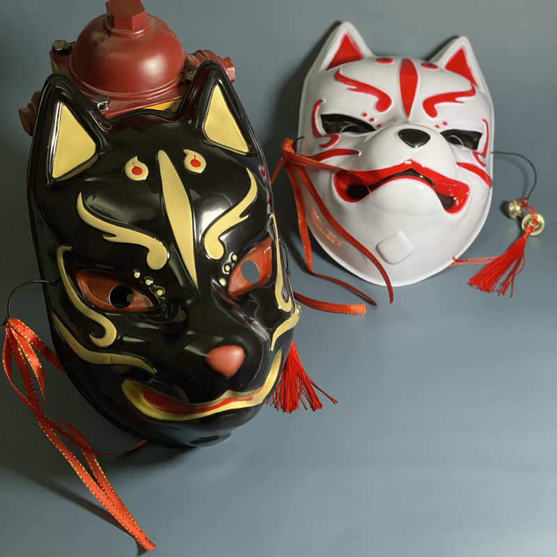 机智芽狗头狐妖动漫日式和风表演舞台面具狐狸全脸万圣节派对道具