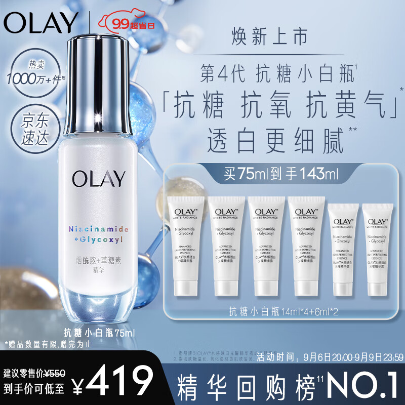 玉兰油（OLAY）4代抗糖小白瓶美白精华75ml护肤品化妆品烟酰胺教师节礼物怎么看?