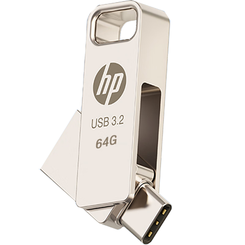 惠普（HP）64GB Type-C USB3.2 Gen1 手机电脑U盘x206c 全金属双接口 多功能学习办公优盘