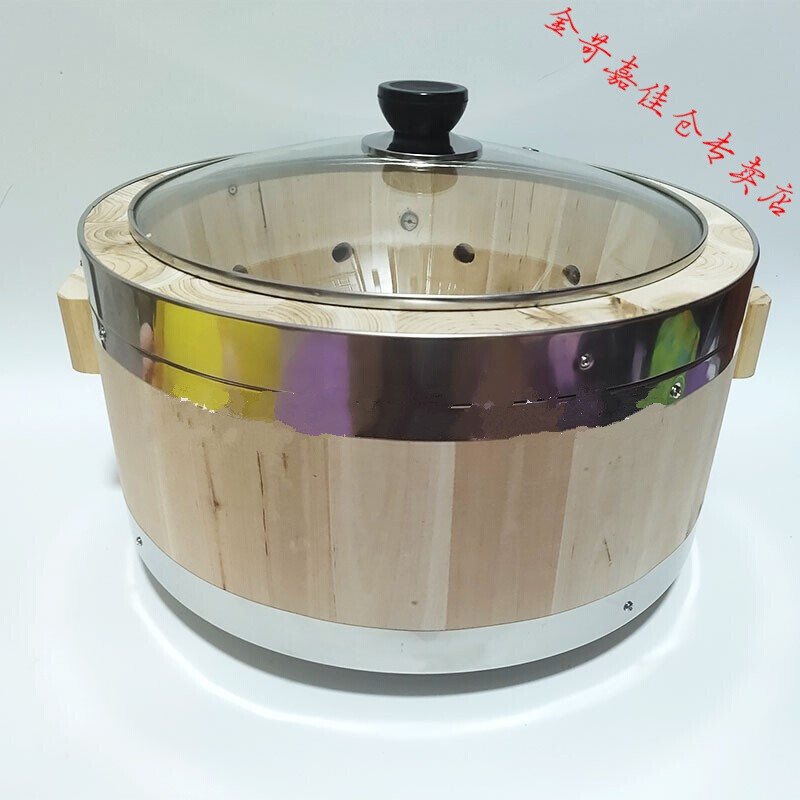 九孔木桶鱼滋滋锅沸腾鱼加热杉木桶鱼的桶餐厅商用石烹盆喷泉火锅 33