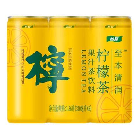 怡宝至本清润柠檬茶饮料CAN装 310ml*6瓶 量贩装