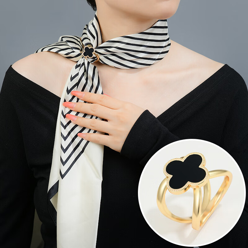 lucky tips四叶草丝巾扣环优雅气质方巾扣围巾披肩固定打结扣蝴蝶结