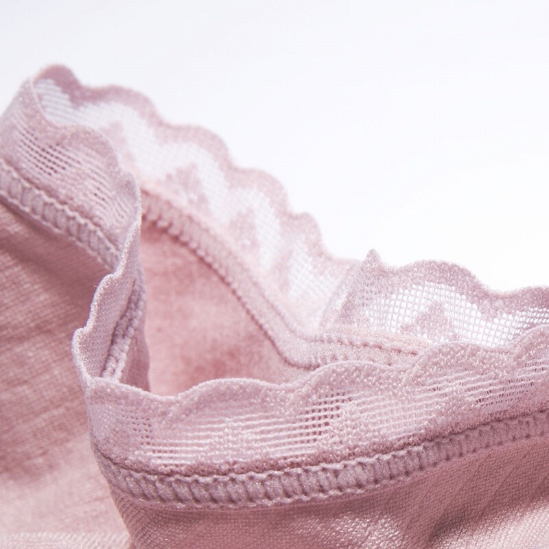 欧迪芬（Ordifen）内裤女高弹力中腰提臀蕾丝不夹臀无痕女士三角裤组合3条装 三混色1(裸肤色+粉灰+雾紫灰) L