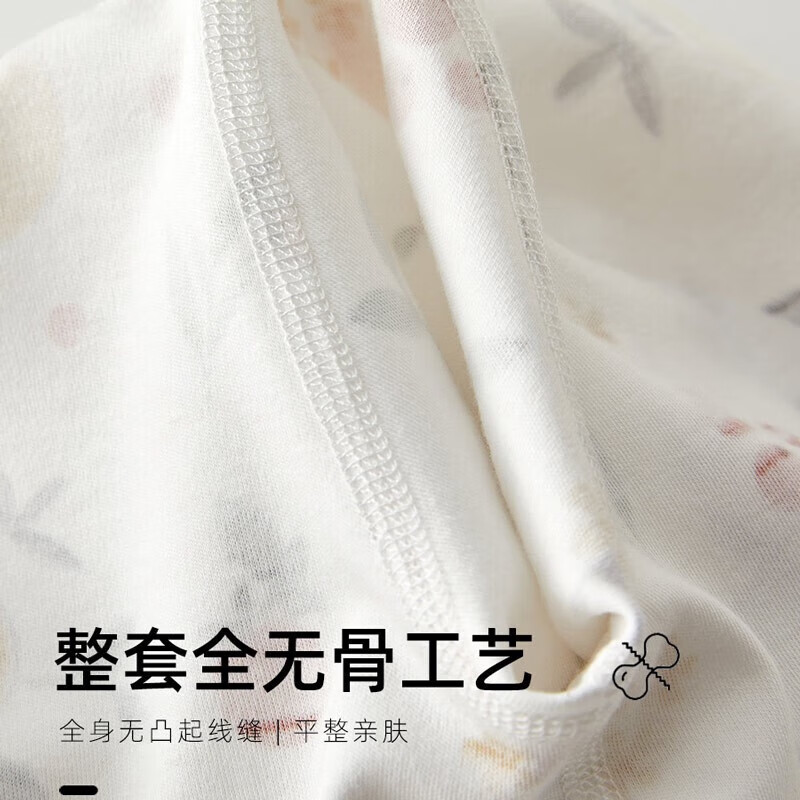 贝肽斯儿童防凉睡衣套装夏季纯棉衣裤婴儿家居服男女宝宝长袖空调服 澳洲西梅 90 cm 【可开肩开裆】