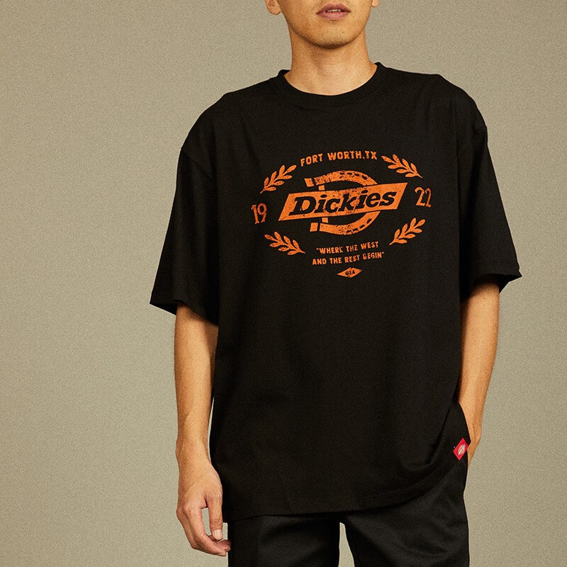 Dickies短袖t恤男纯棉大LOGO夏季美式潮牌字母印花宽松百搭上衣DK012598 黑色 S 版型宽松偏大，卡码建议拍小一码