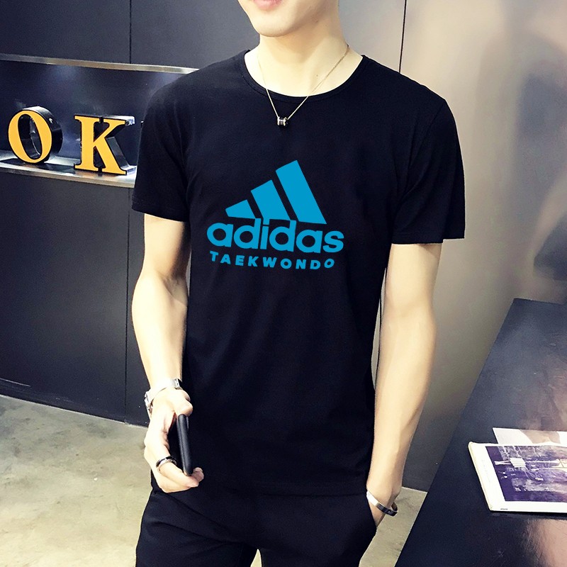 阿迪达斯(adidas)t恤男短袖印花时尚圆领半袖舒适吸汗经典图案衫 小