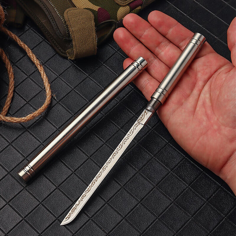 全钢霸王棍茶刀 家用便携工具刀 银色