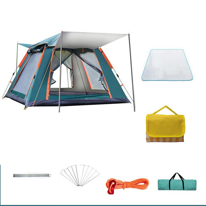 海笛 基础款3-4人墨绿 防潮垫 野餐垫 加厚全自动弹开便携式帐篷myn