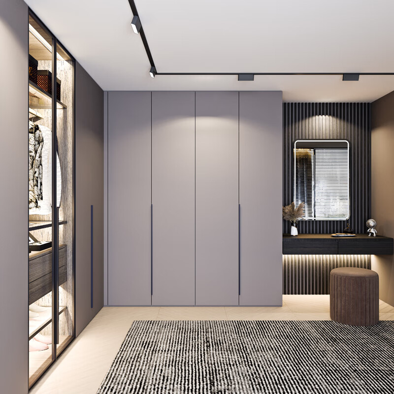 盈衣柜一门到顶简约现代整体步入式衣帽间定做 预约测量 组装 1平方米
