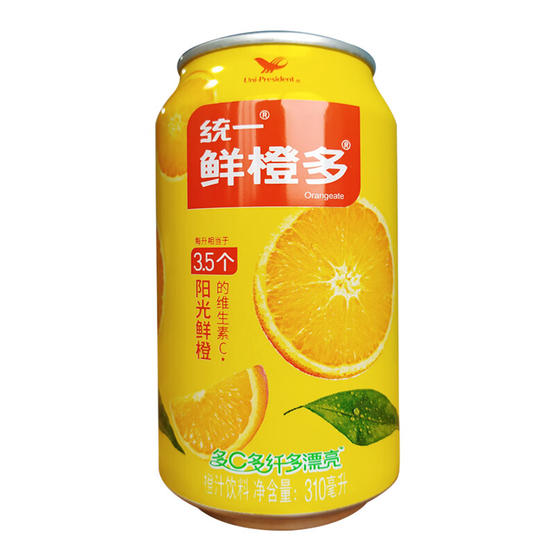 易拉罐装整箱橙汁饮料果味果汁维生素c橘子汁 【12罐】统一鲜橙多