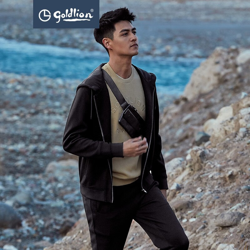 金利来秋冬新款针织开衫外套男士连帽棉混纺珠地简约时尚拉链卫衣 99-黑色 M 170/88A 推荐110-135斤