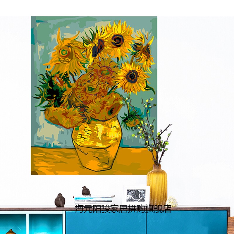 路森家iy数字油画3421蓝调雏菊40*50cm手工油画世界名画莫奈花卉填色
