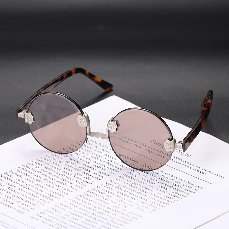 晶工匠晶工匠天然水晶石头眼镜高清晰复古圆老梁子东海水晶太阳眼镜反