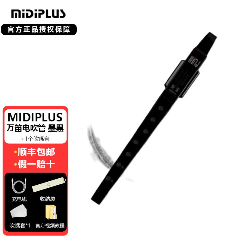 MIDIPLUS美派万笛电吹管乐器老年人儿童初学者多功能国产竖笛萨克斯乐器 万笛[墨黑]+官方视频/曲谱教程 官方标配属于什么档次？