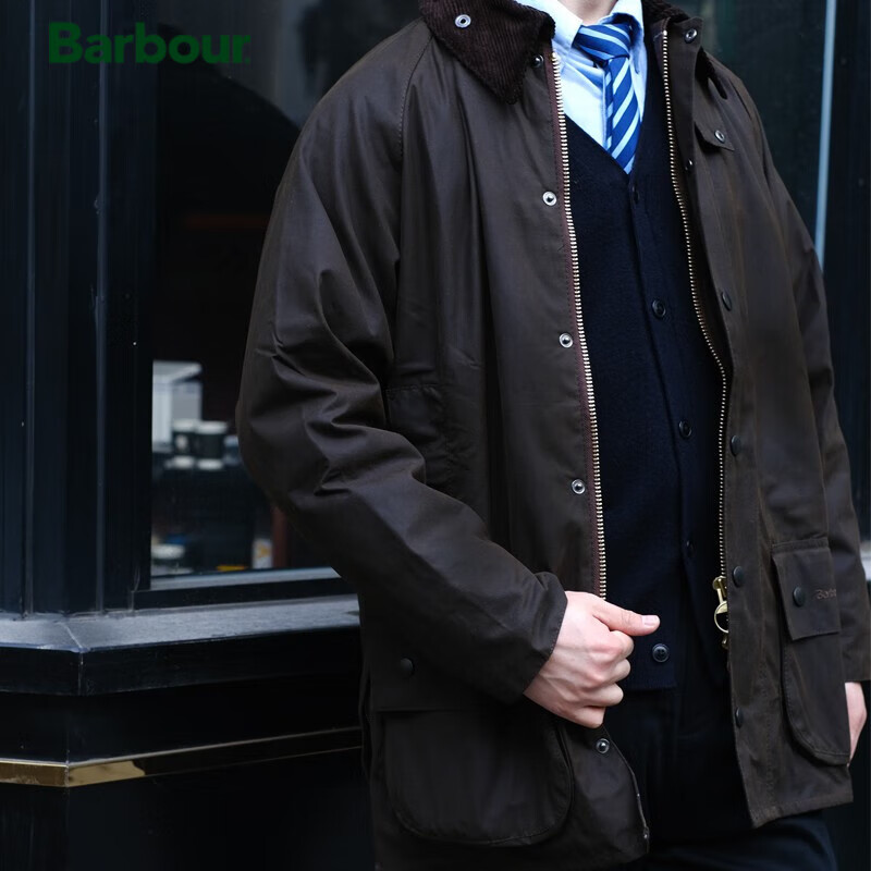 Barbour黑标 英国Barbour beaufort油蜡夹克涂蜡风衣外套男中长款 现货 olive 橄榄色 M （38）