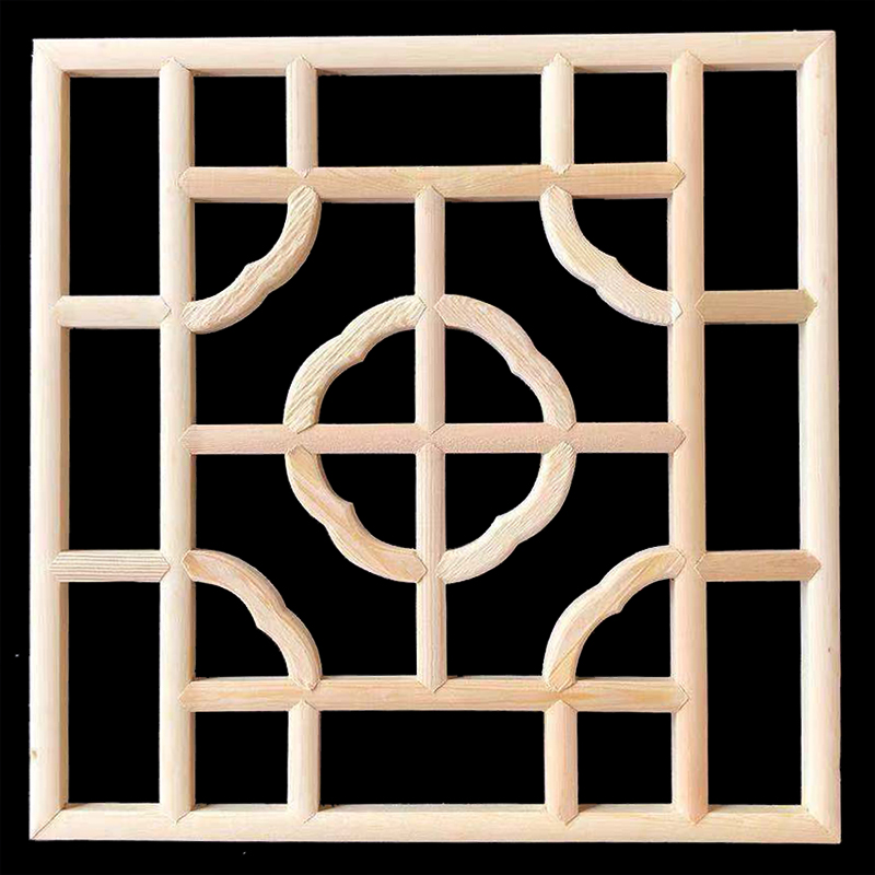 中式窗格 东阳木雕窗格花窗 吊顶走廊灯格 实木镂空方形花格 中式仿古
