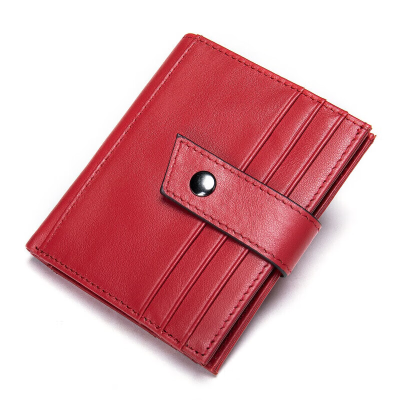 轻奢高端新款时尚休闲复古手工男士钱包男款牛皮零钱包男高端钱 红色