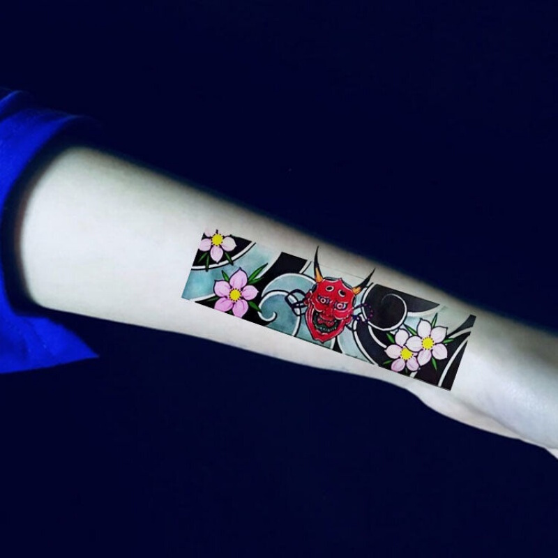 vieruodis彩色般若臂环男女防水纹身贴樱花艺手环仿真班诺脚环半壁贴