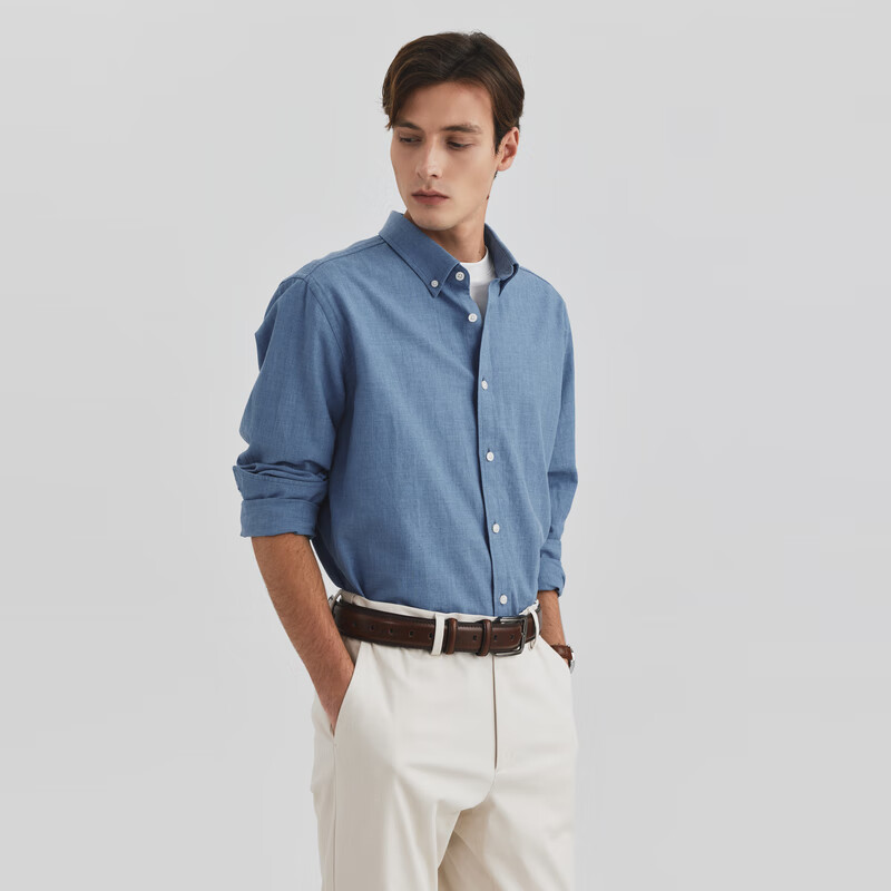 Scofield【新疆棉】男装25年春季新款简约时尚通勤全棉长袖衬衫 蓝色 M 170