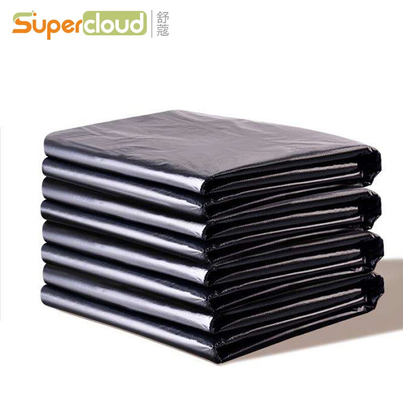 舒蔻（Supercloud）酒店物业环保户外平口式黑色加厚大号垃圾袋黑色塑料袋 80*100cm50个