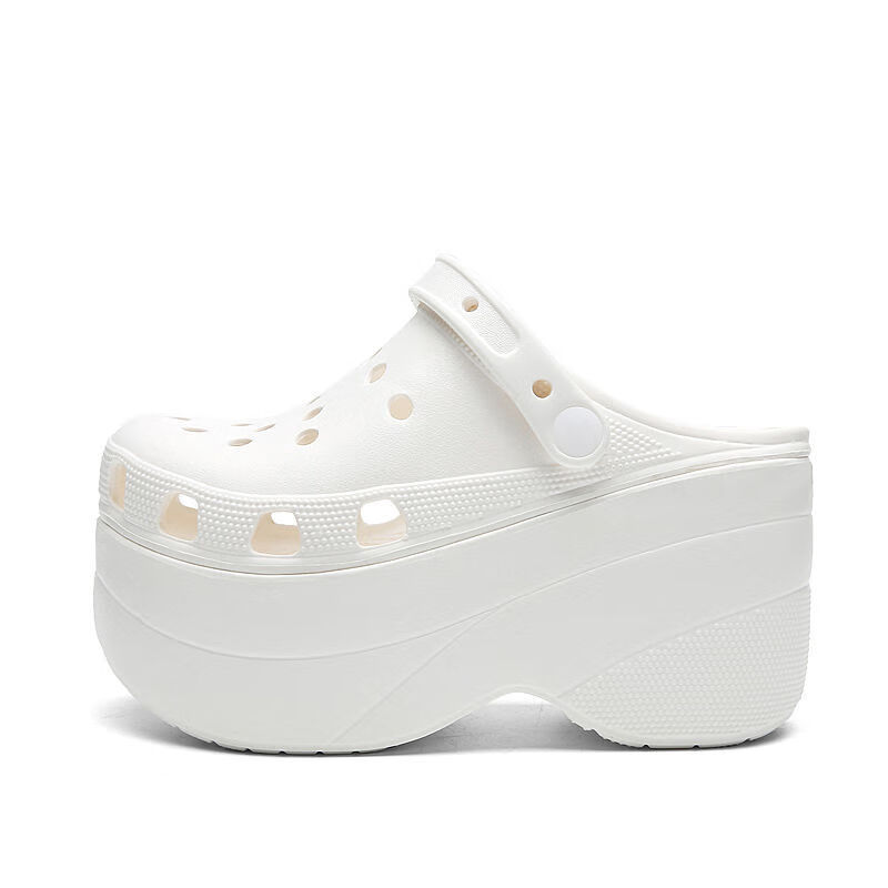 恪信小白鞋女内增高没鞋带包头半拖半托鞋夏恨天高女模特t台走秀高跟