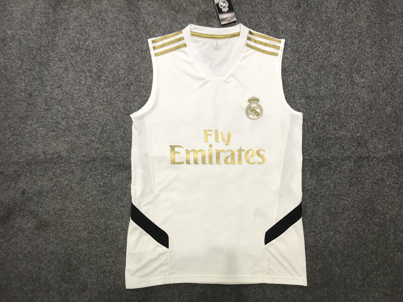 凝典新赛季皇家马德里皇马可印字运动球衣砍袖无袖足球训练服对抗背心
