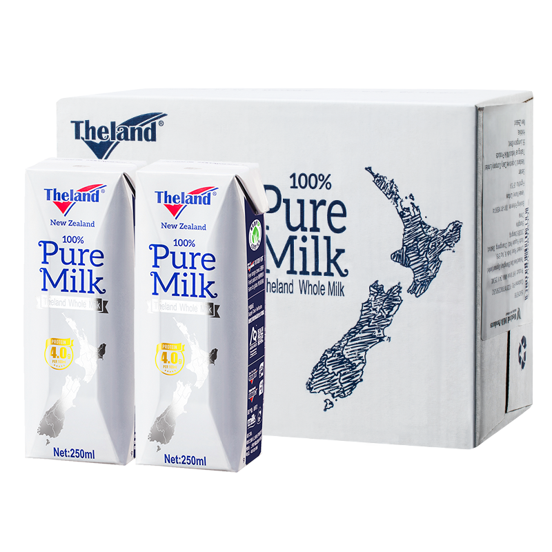 纽仕兰（Theland）牛奶新西兰进口4.0g蛋白质全脂纯牛奶成人学生早餐草饲高钙 250ml 全脂24盒*2共48盒