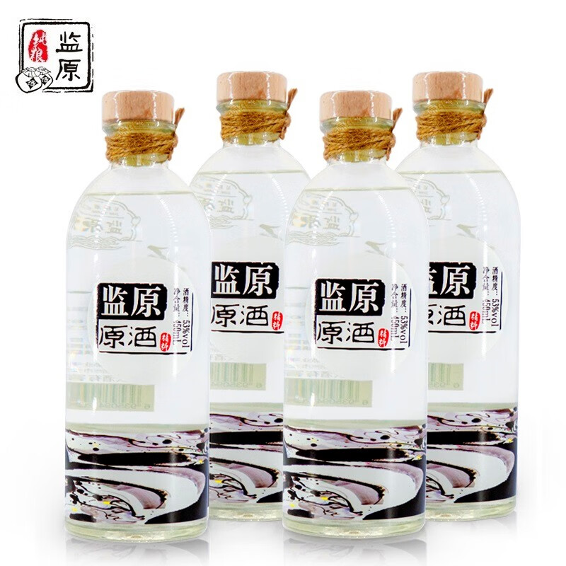 监原粮食酒 监利粮酒清香型白酒粮食酒纯粮原浆酒纯粮口粮酒白酒水 53度 450mL 4瓶 【白酒整箱】