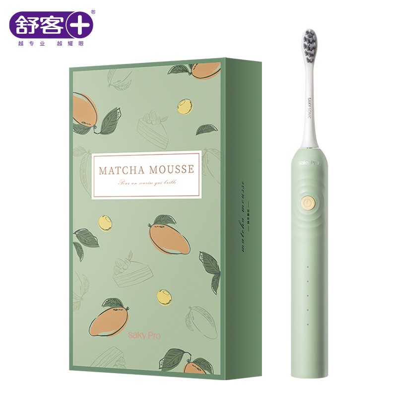 舒客（Saky）电动牙刷 成人声波震动充电式牙刷 软毛防水G33A  抹茶慕斯