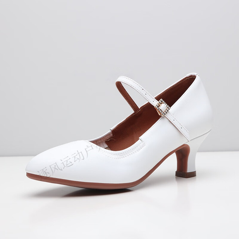 恬新款拉丁舞鞋女士国标摩登舞双人交谊舞吉特巴软底广场舞蹈鞋 白色