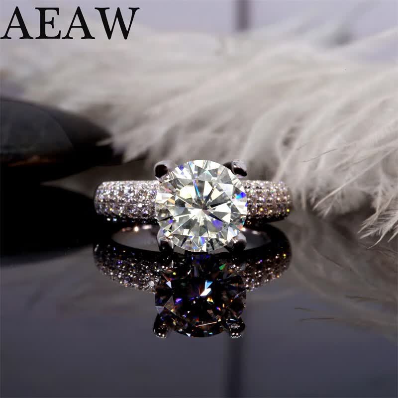 aeaw jewelry白18k金镶嵌3克拉培育钻石戒指女f色vvs净度实验室培育