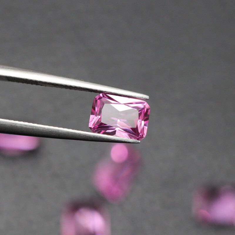 双盈喜长方形粉碧玺裸石浅粉红碧玺彩色宝石戒指戒面可镶嵌加工珠宝