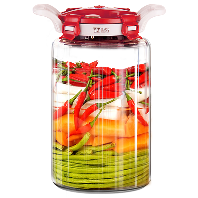 麦欧力（MYONLY） 泡菜坛子青梅汁罐加厚玻璃泡菜罐四川泡菜坛家用腌制咸菜酸菜缸 20斤双阀门 中国红 10L
