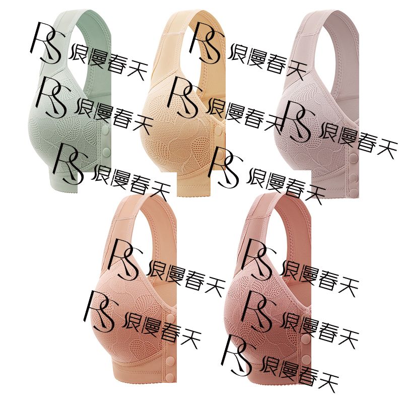 manchuntian)中老年文胸前扣薄棉固定杯收副乳妈妈背心式运动内衣胸罩