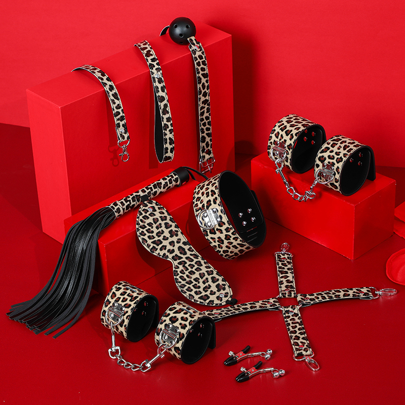 用品spa套装sm性道具玩具私密眼罩皮鞭手铐调教工具 花色 豹纹8件套
