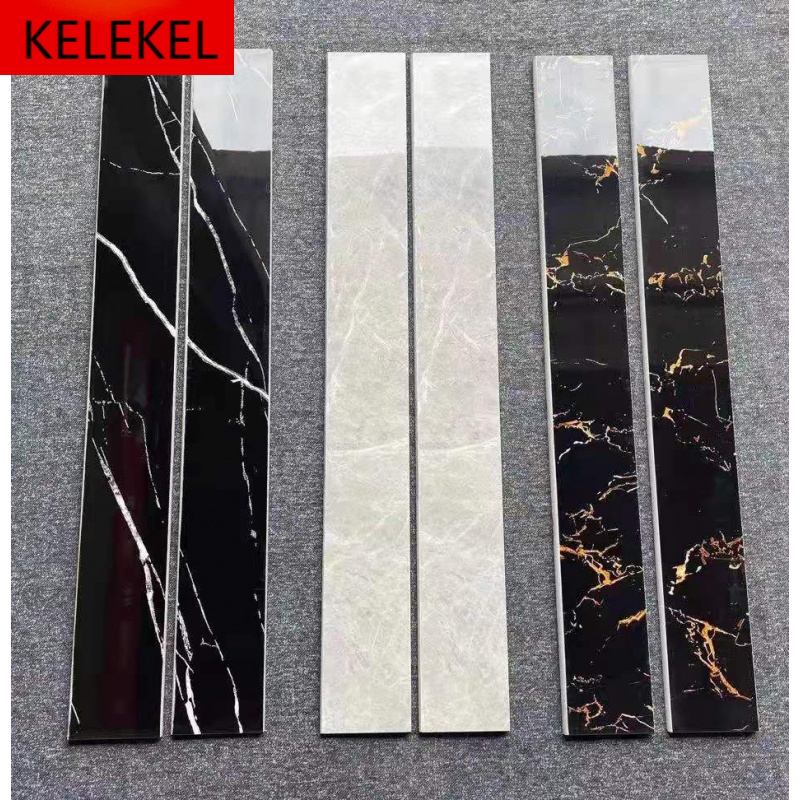 仁聚益10*80全瓷踢脚线亮光纯黑白地脚线瓷砖切割地角线客厅波打线1.