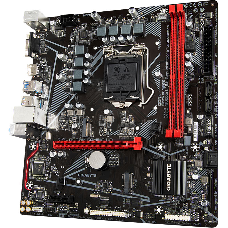 技嘉B560M GAMING HD主板支持CPU 11700F/11600KF/11400F显卡3060/3070(Intel B560/LGA 1200)