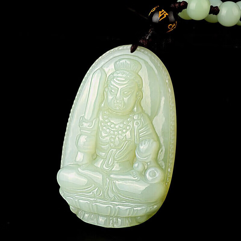 京莹和田玉本命佛吊坠男女款十二生肖守护菩萨项链本命年送男女友礼物 生肖鸡-不动尊菩萨【手工雕刻】