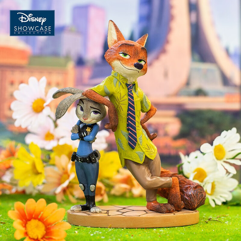 enesco疯狂动物城手办朱迪与尼克互动摆件桌面创意潮玩七夕情人节礼物