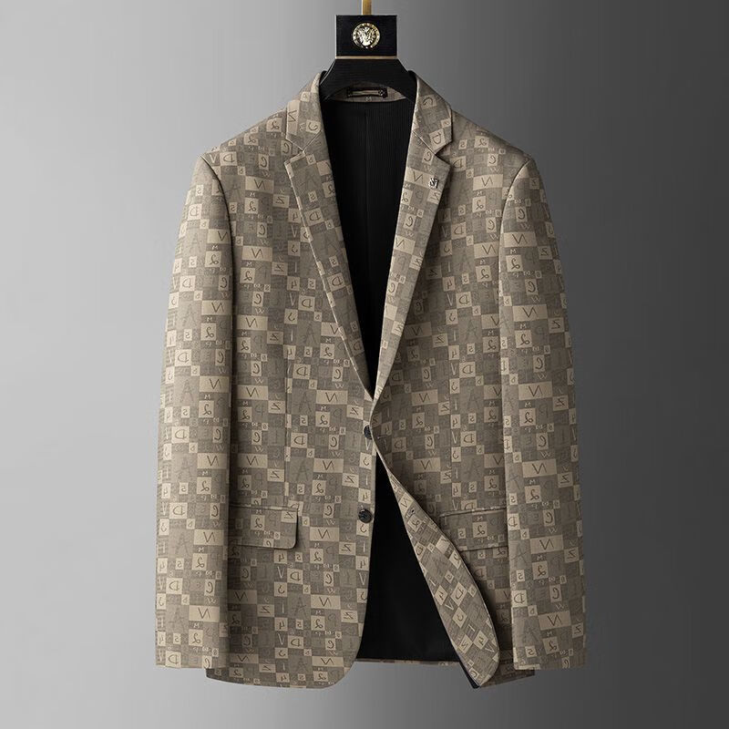 西服胖子大肚款中老年西服男加肥加大秋冬加肥加大小格子西装男士大码