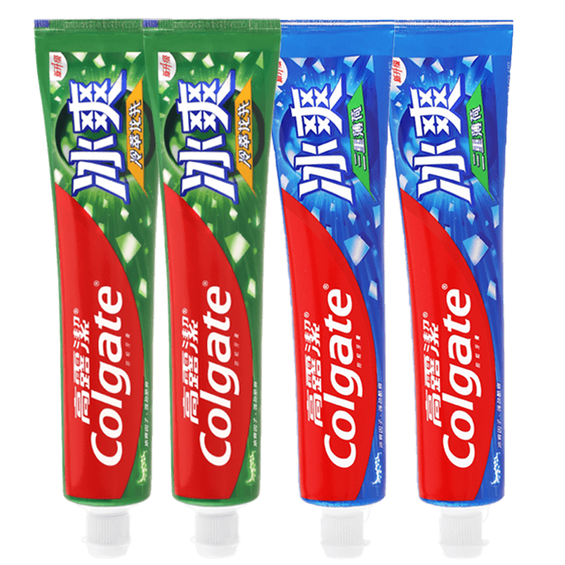 高露潔冰爽牙膏去漬亮白牙齒護(hù)齦含氟防蛀清新口氣成人男女士家庭裝 【冰爽囤貨裝】薄荷+龍井 120g*4支