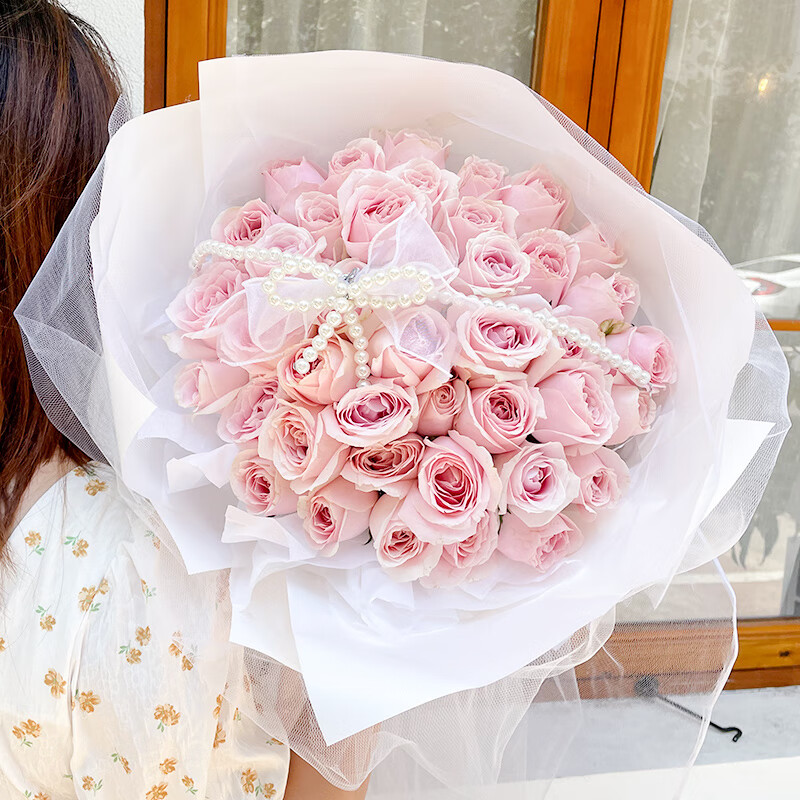 【邂逅浪漫】33朵粉玫瑰花束