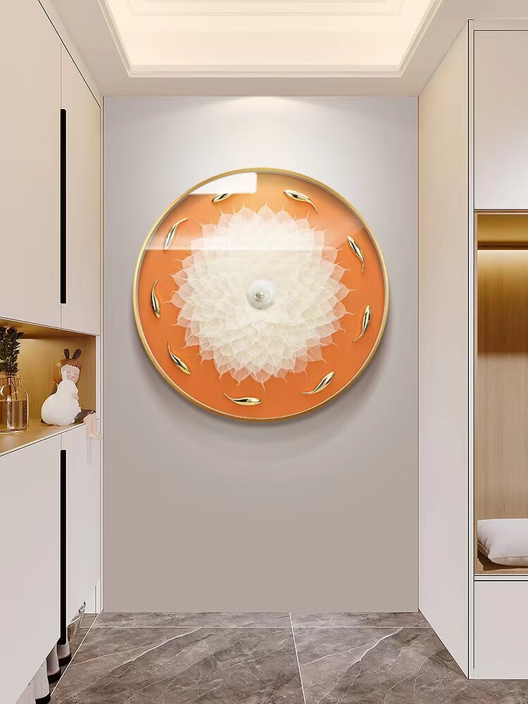 菩提叶挂画手工制作圆形好寓意壁画立体镶嵌工艺餐厅客厅轻奢壁画