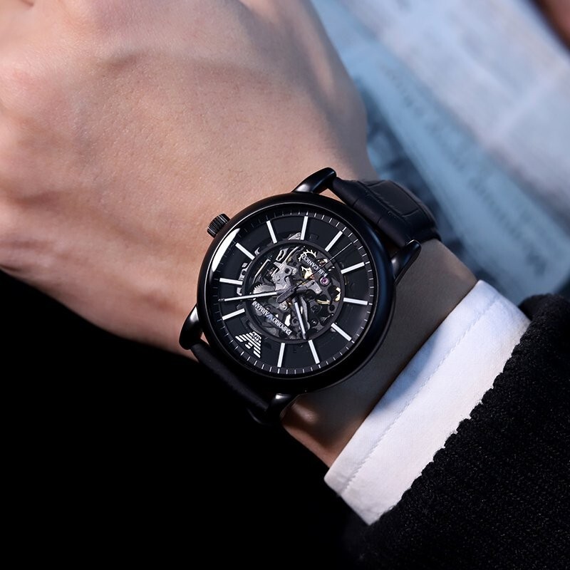 EMPORIO ARMANI 阿玛尼手表男士商务小表盘防水生日520情人节礼物送男友男表 黑武士皮带 AR60008