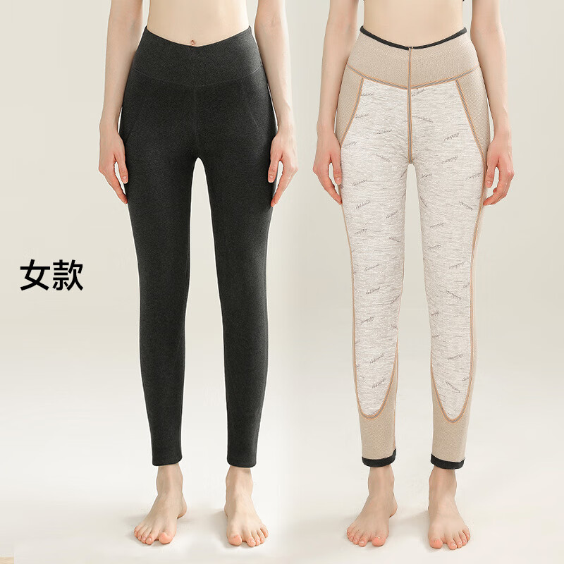 佧森滋羊毛护膝男士保暖裤男款加厚加绒秋裤男羊毛裤东北棉裤 女款黑灰 L