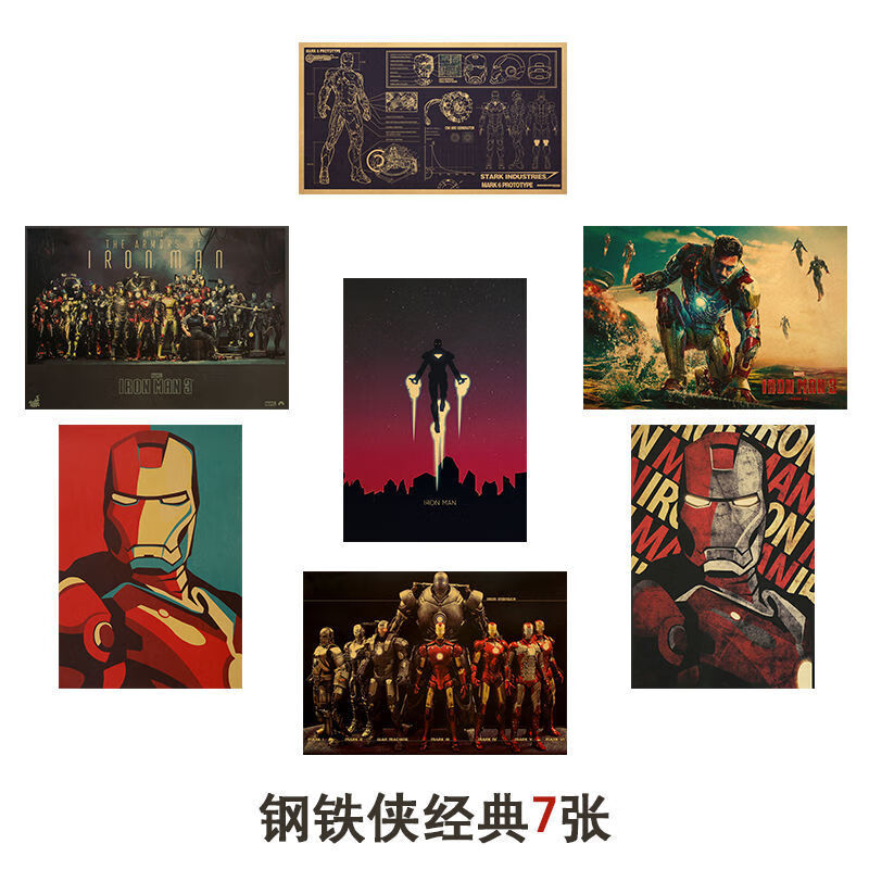 【精选】钢铁侠复仇者联盟漫威十周年牛皮纸海报宿舍卧室酒吧装饰墙纸