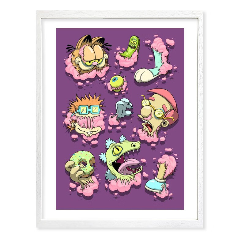 亲笔签名版画解构僵尸派对含防伪证书42*29cm deconstructed chunks