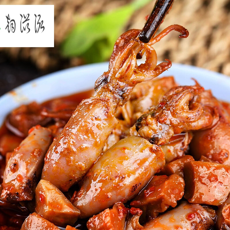 虎钢馋麻辣小海鲜小海兔即食香辣鱿鱼仔墨鱼仔海鲜熟食零食小乌贼